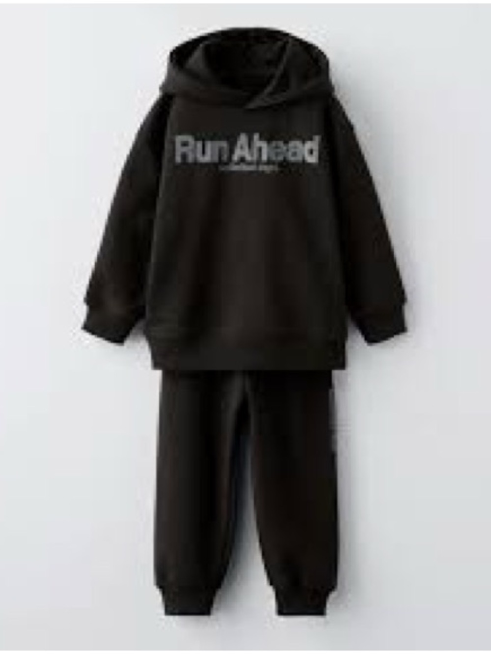 Zara Kids Hoodie & Joggers Set with 'Run Ahead' Print 4 years